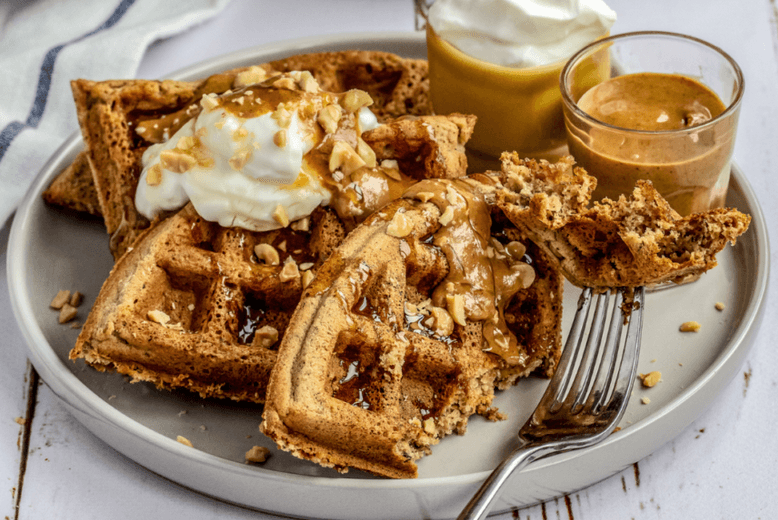 High Protein Peanut Butter Waffles