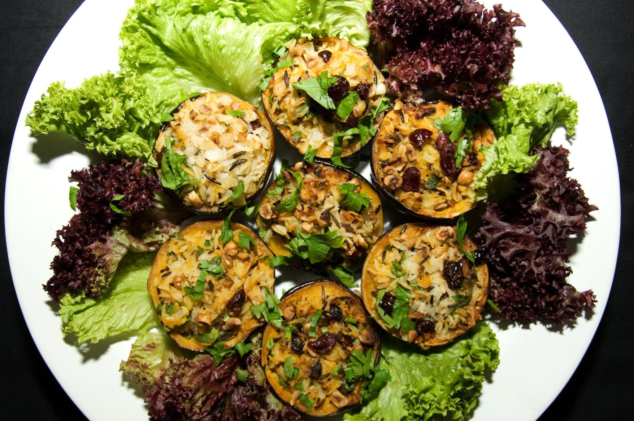 Sukkot – Baby gem squash stuffed with wild rice, hazelnuts and cranberries