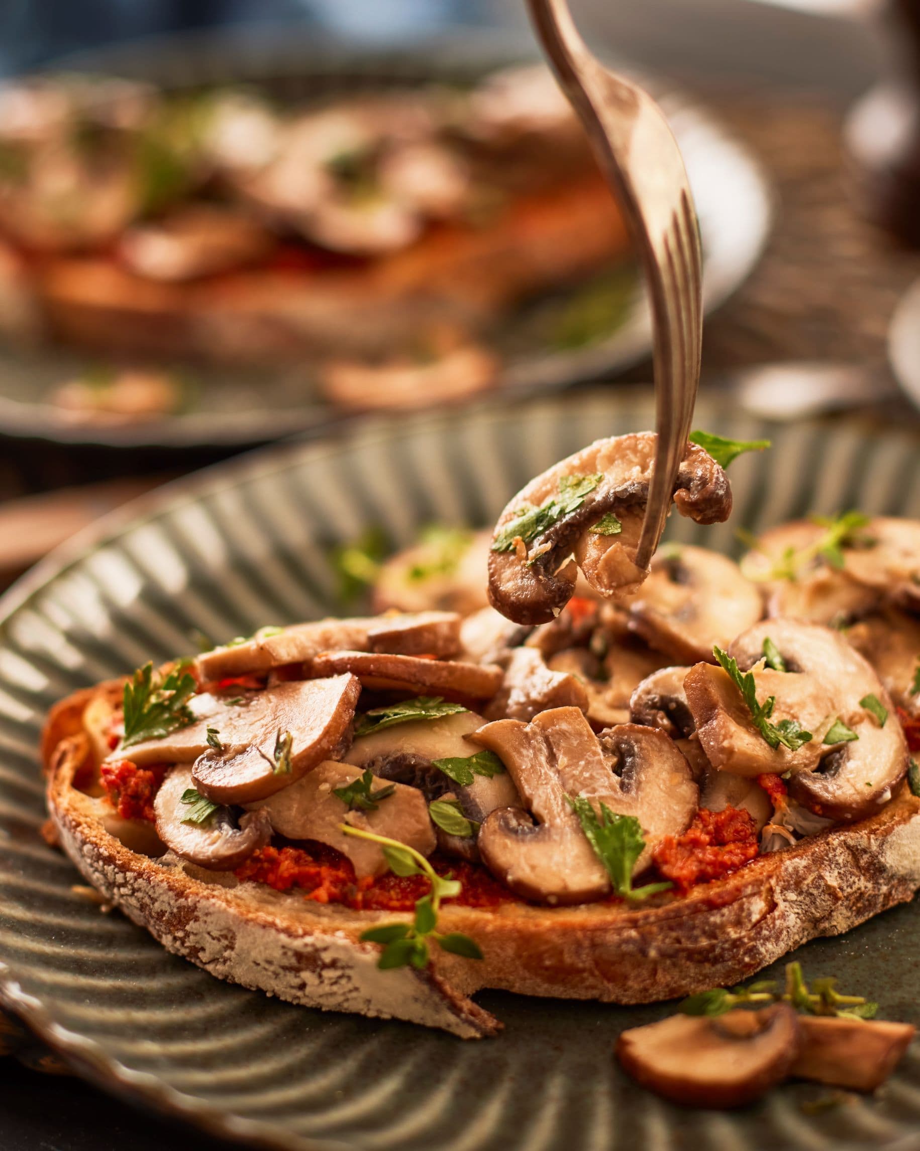 Garlic mushrooms on sourdough toast