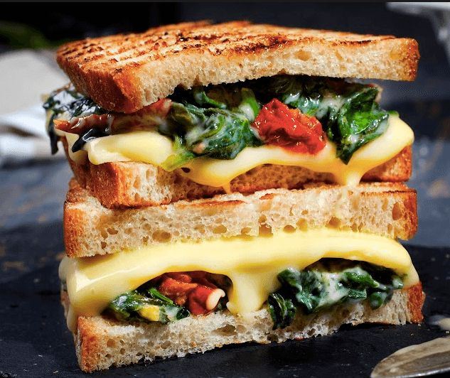 Spinach and sun-dried tomato toastie - for Shavuot