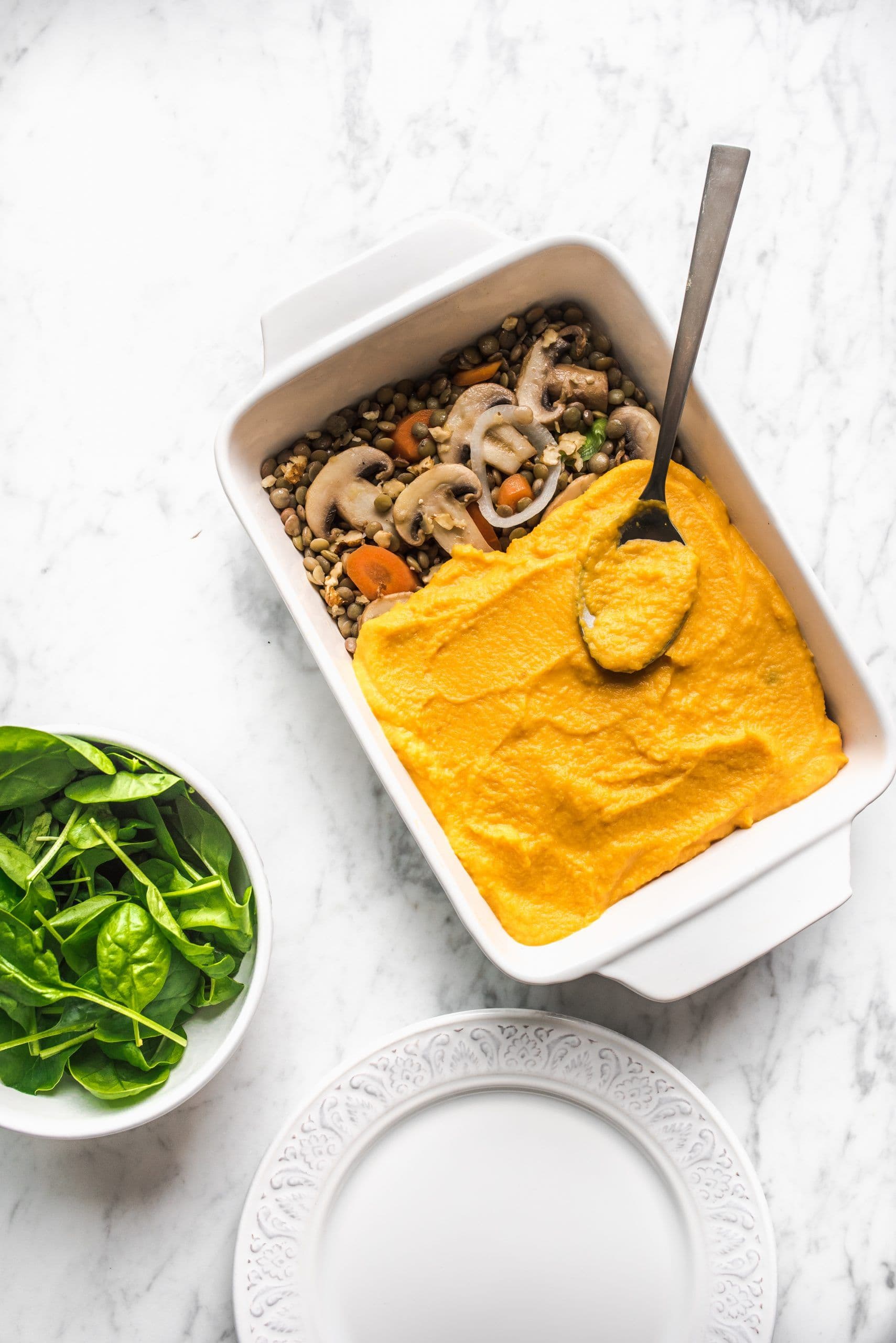 Mushroom and walnut gardener’s pie with butternut squash topping for Pesach