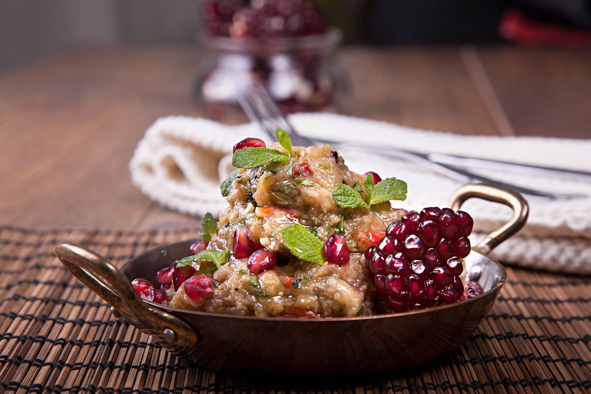Aubergine & pomegranate salad