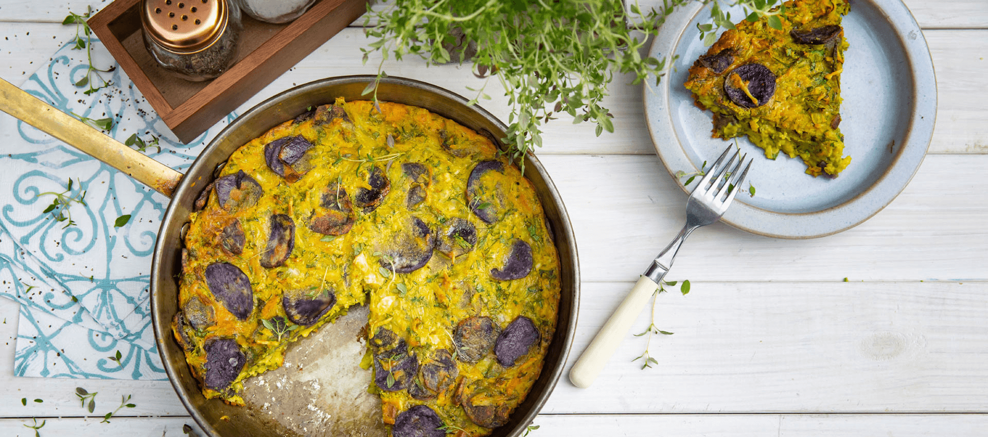 Purple potato frittata