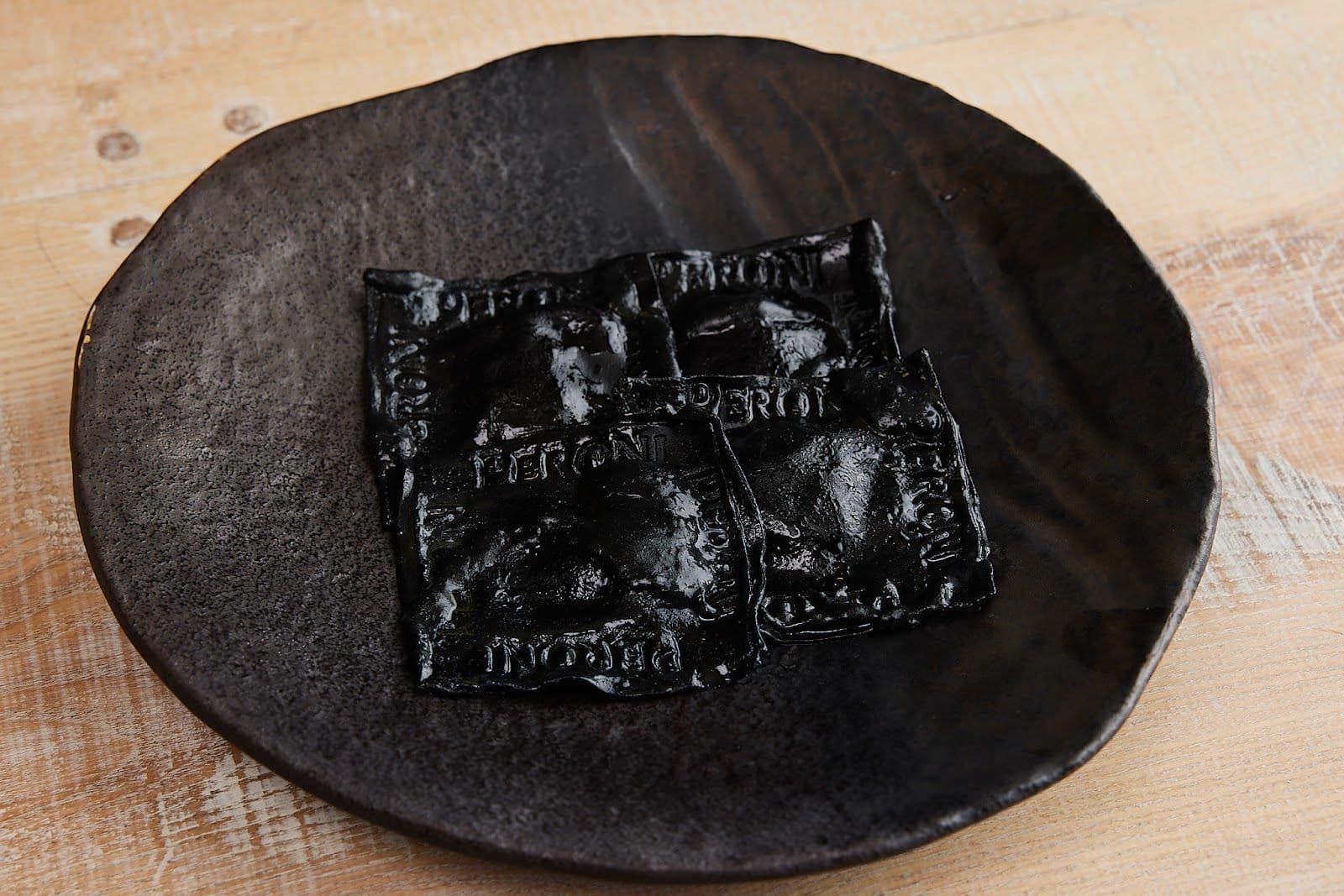 Black ravioli