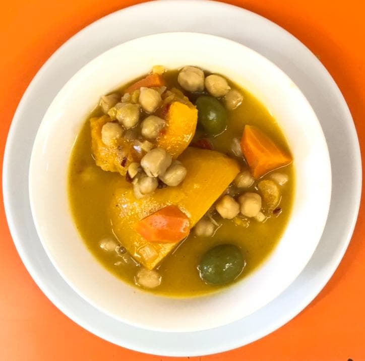 Butternut, green olive & apricot tagine