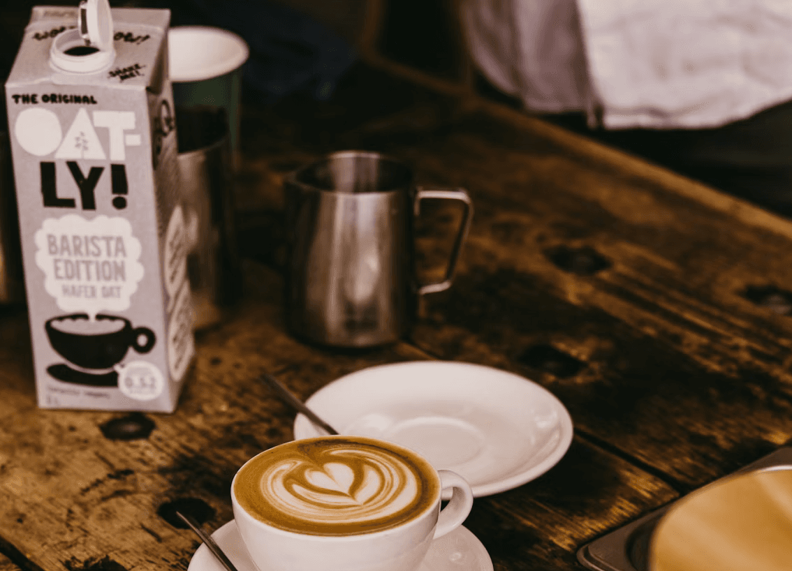 Oatly drink & a latte