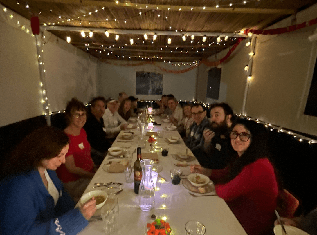 Picture of everyone in the Sukkah