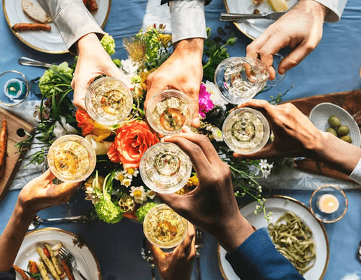 A toast at a dinner party