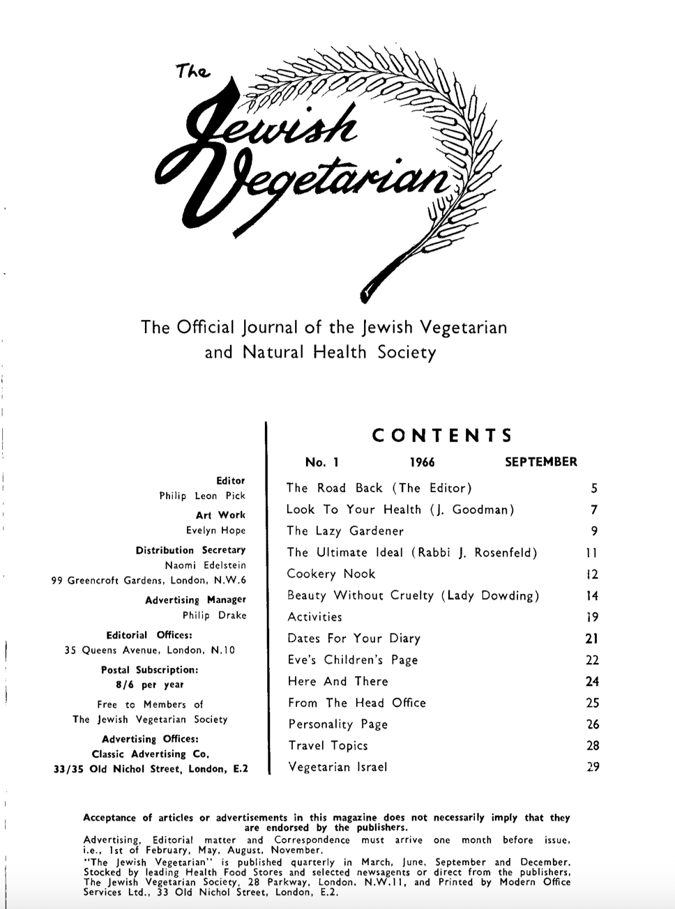 The Jewish Vegetarian Magazine
